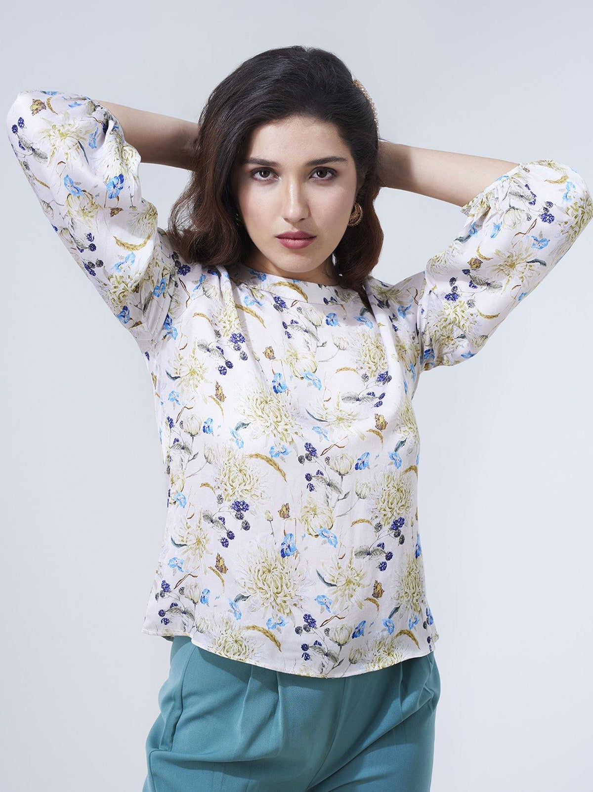 Printed White Tops for Women (GBWT1011) - GOOSEBERY
