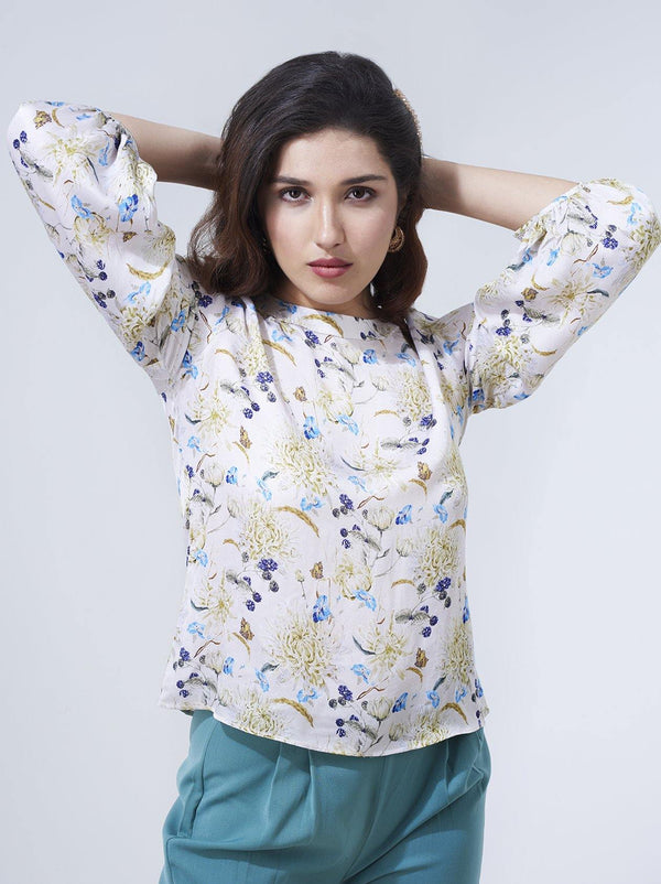 Printed White Tops for Women (GBWT1011) - GOOSEBERY