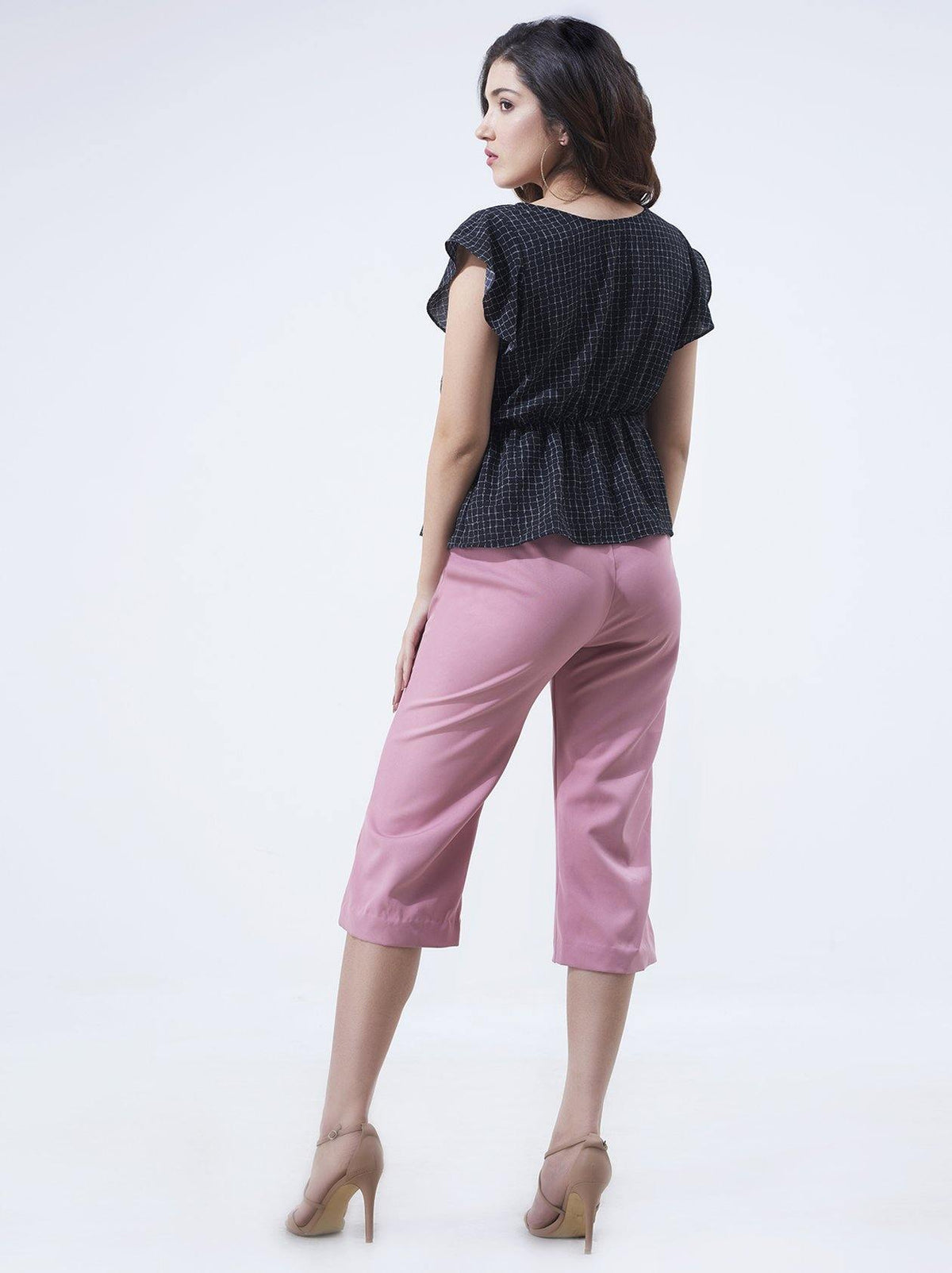 Black Check Tops for Women (GBWT1007) - GOOSEBERY