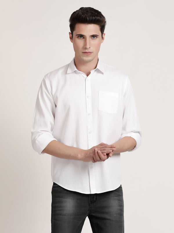 Men White Solid Formal Shirt (GBRJ6027)