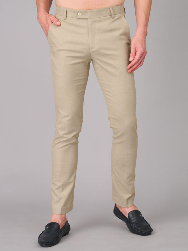 Men Ivory Comfort Fit Trousers (GBFRMTR1204)