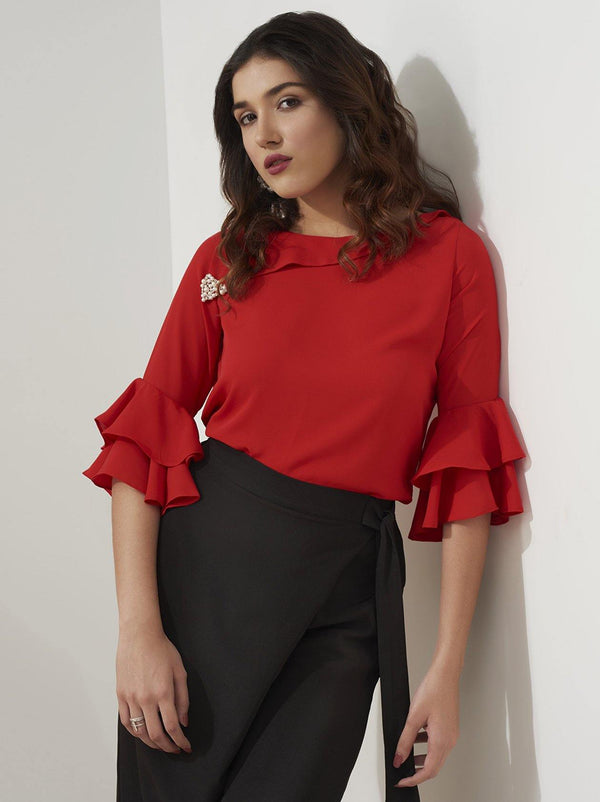 Red Womens Top (GBWT1022) - GOOSEBERY