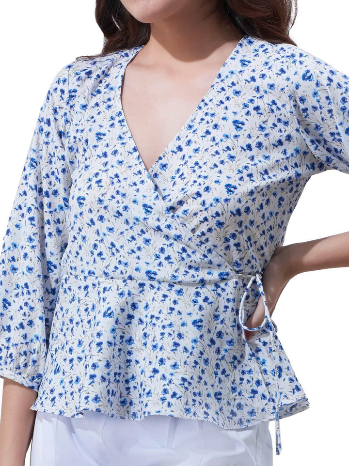 White and Blue Womens Top (GBWT1025) - GOOSEBERY