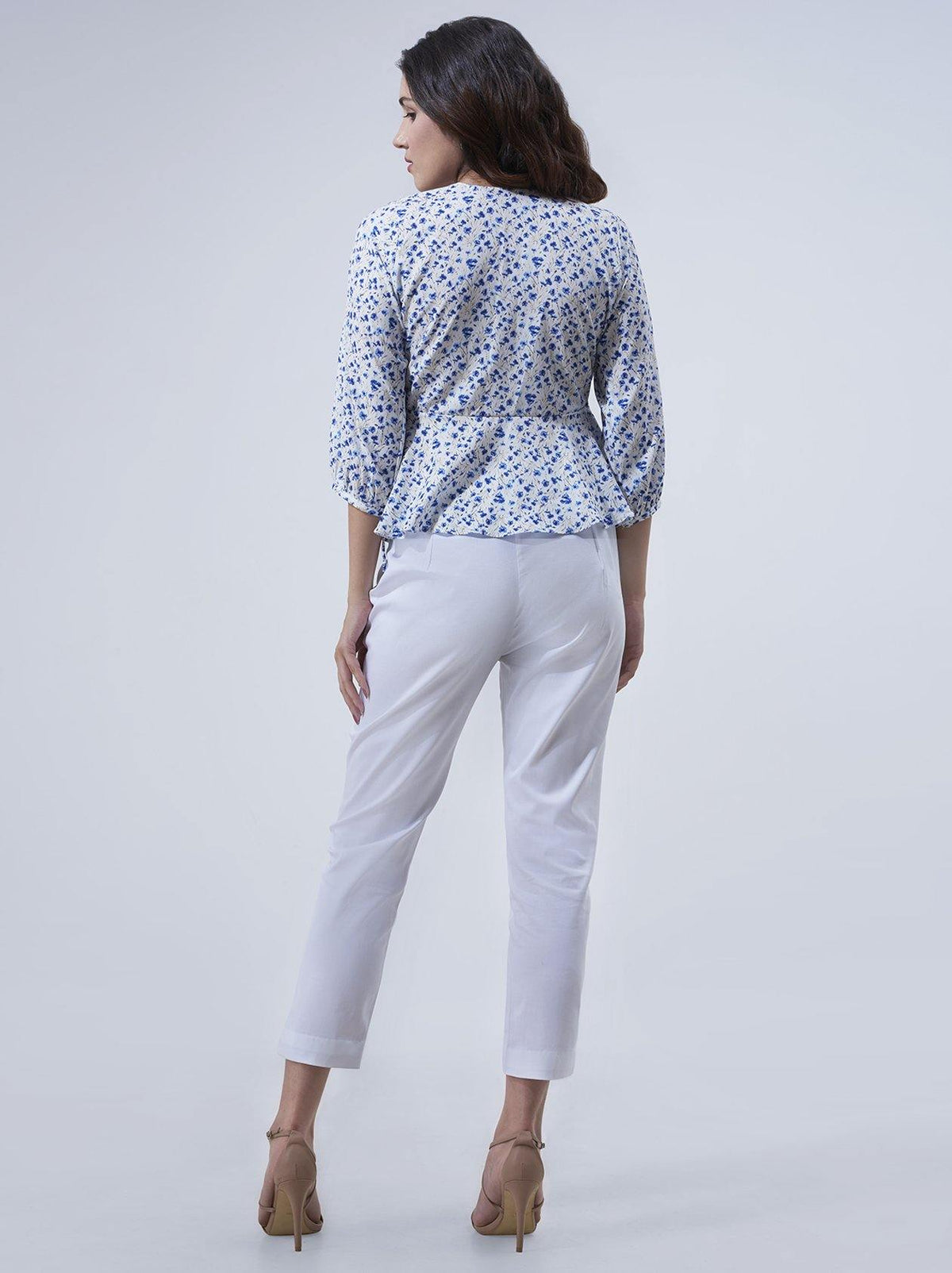 White and Blue Womens Top (GBWT1025) - GOOSEBERY