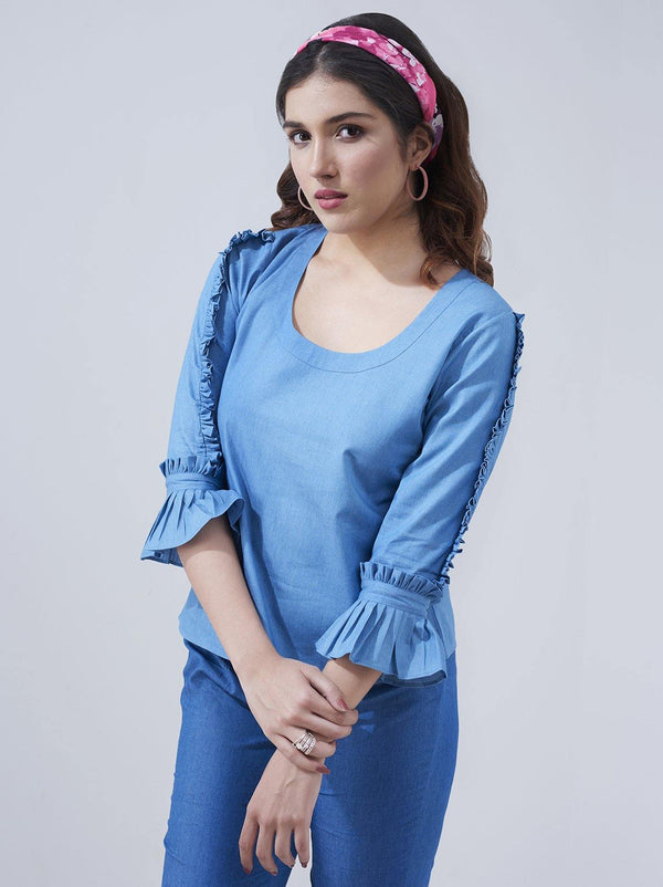 Light Blue Top for Women (GBWT1026) - GOOSEBERY