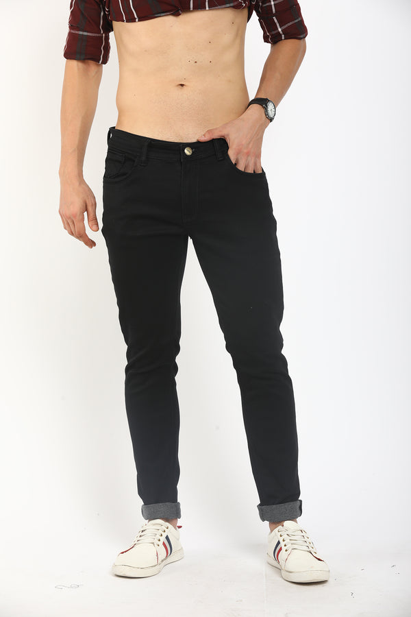 Black Solid Denim Jeans for Men (GBNLSH2382)