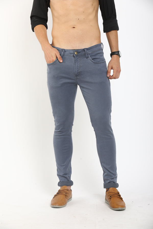 Grey Solid Denim Jeans for Men (GBNLSH2383)