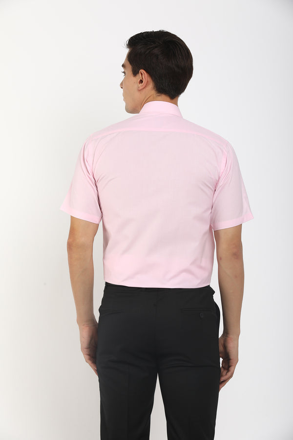 Men Pink Solid Half Sleeves Formal Shirt (GBMFRML9010H)