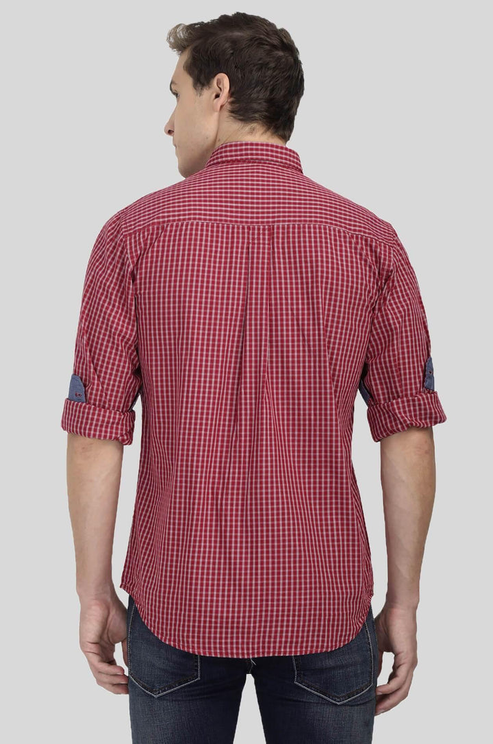 Pink and White Checks Shirt for Men (HAINE 2208) - GOOSEBERY