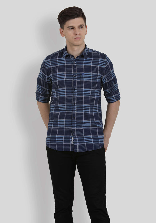 Blue Checks Shirt for Men (HAINE 5011) - GOOSEBERY