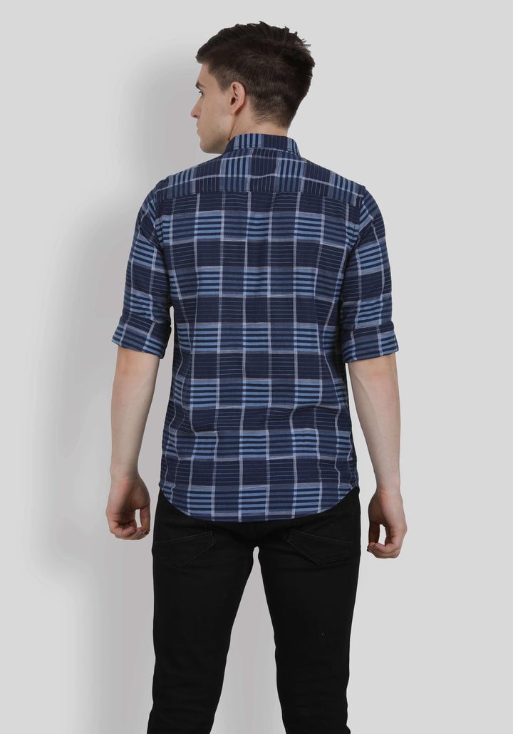 Blue Checks Shirt for Men (HAINE 5011) - GOOSEBERY