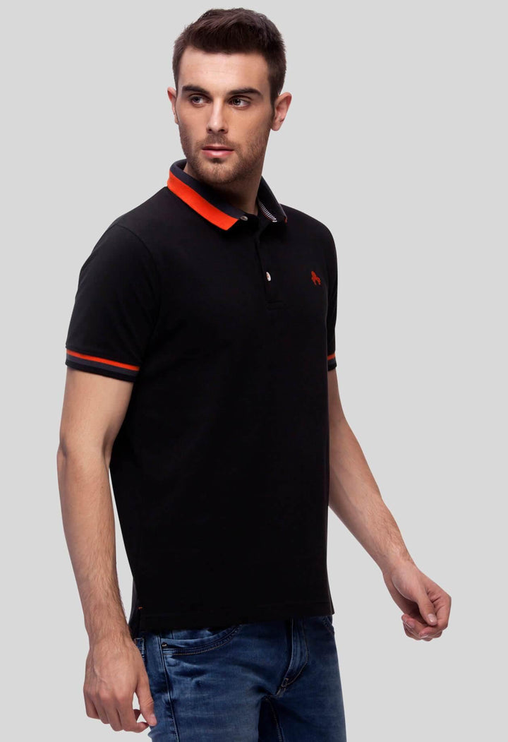 Mens Polo T-Shirt Black (ANGREST) - GOOSEBERY