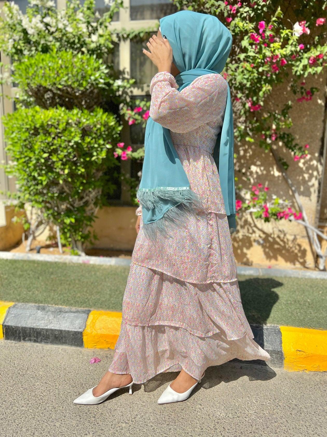 Beige Mixed Printed Maxi Dress (GBF8005B) - G O O S E B E R Y®
