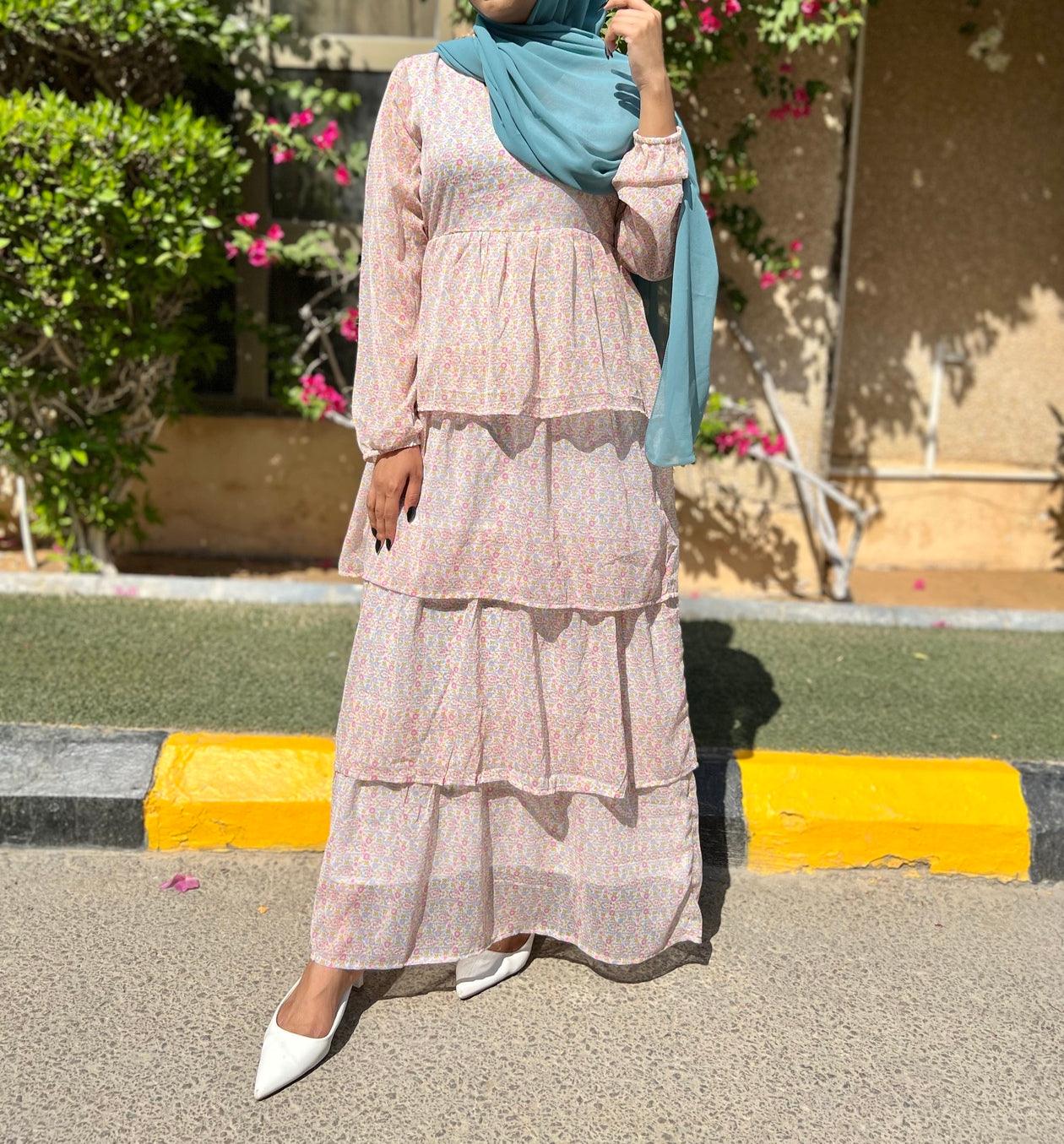 Beige Mixed Printed Maxi Dress (GBF8005B) - G O O S E B E R Y®