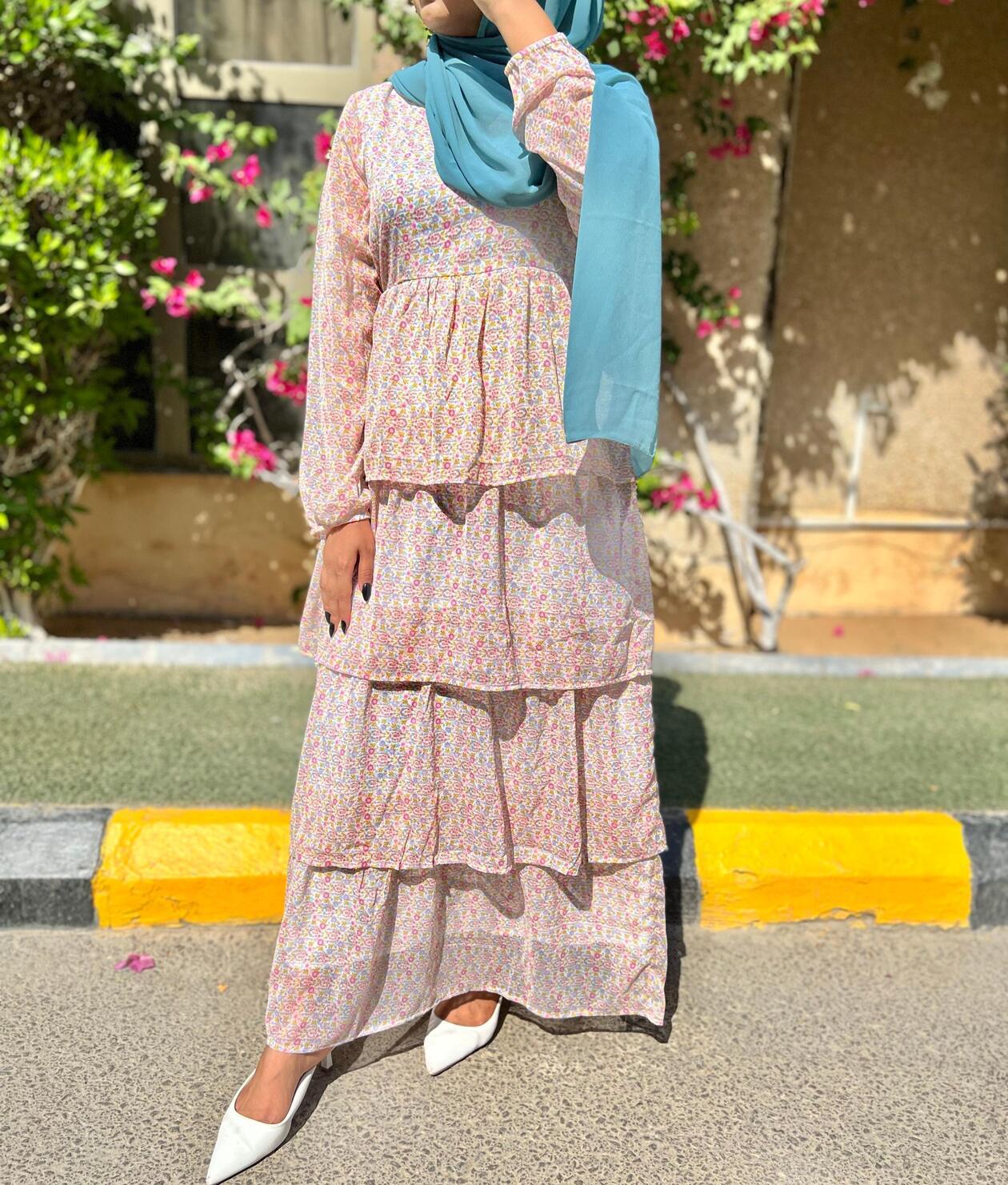 Beige Mixed Printed Maxi Dress (GBF8005B) - G O O S E B E R Y®