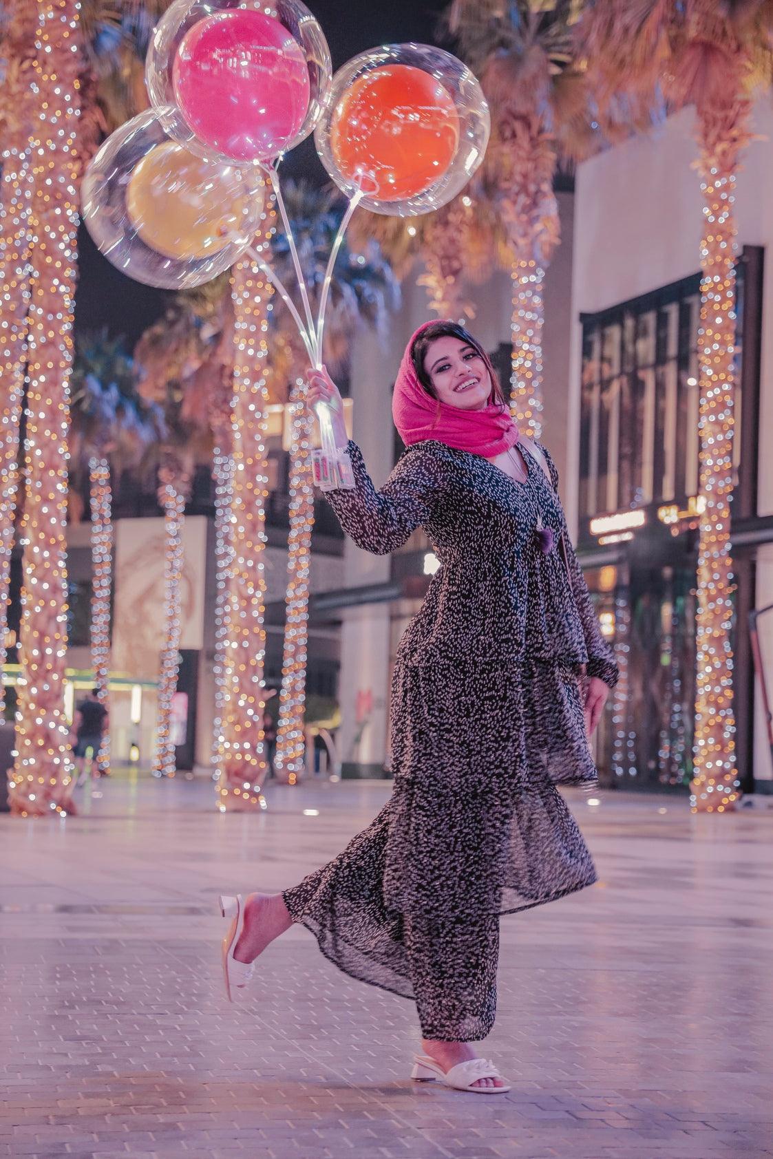 Black and White Polka Dot Maxi Dress (GBF8005A) - G O O S E B E R Y®