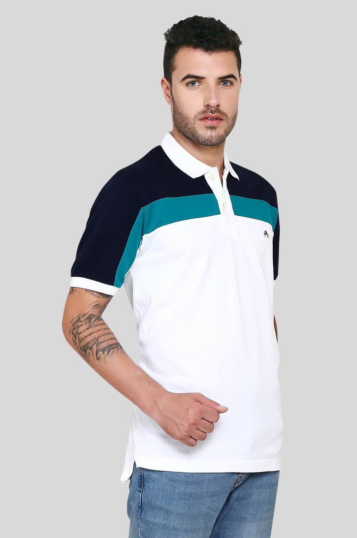 White Polo T-Shirt for Men (JOERA WHITE) - GOOSEBERY