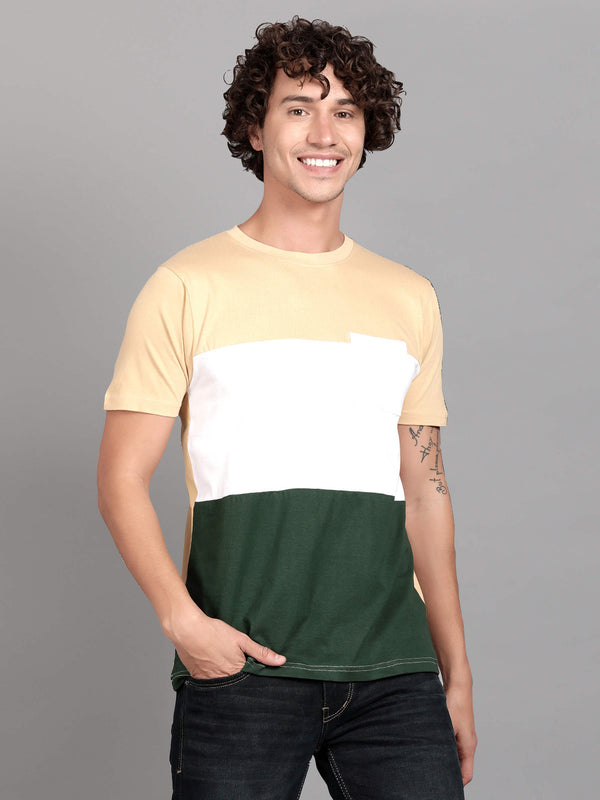 Beige Green/White Mens T-Shirt (MQ1020) - G O O S E B E R Y®