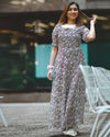 Black and White Floral Print Maxi Dress (GBF8001B) - G O O S E B E R Y®