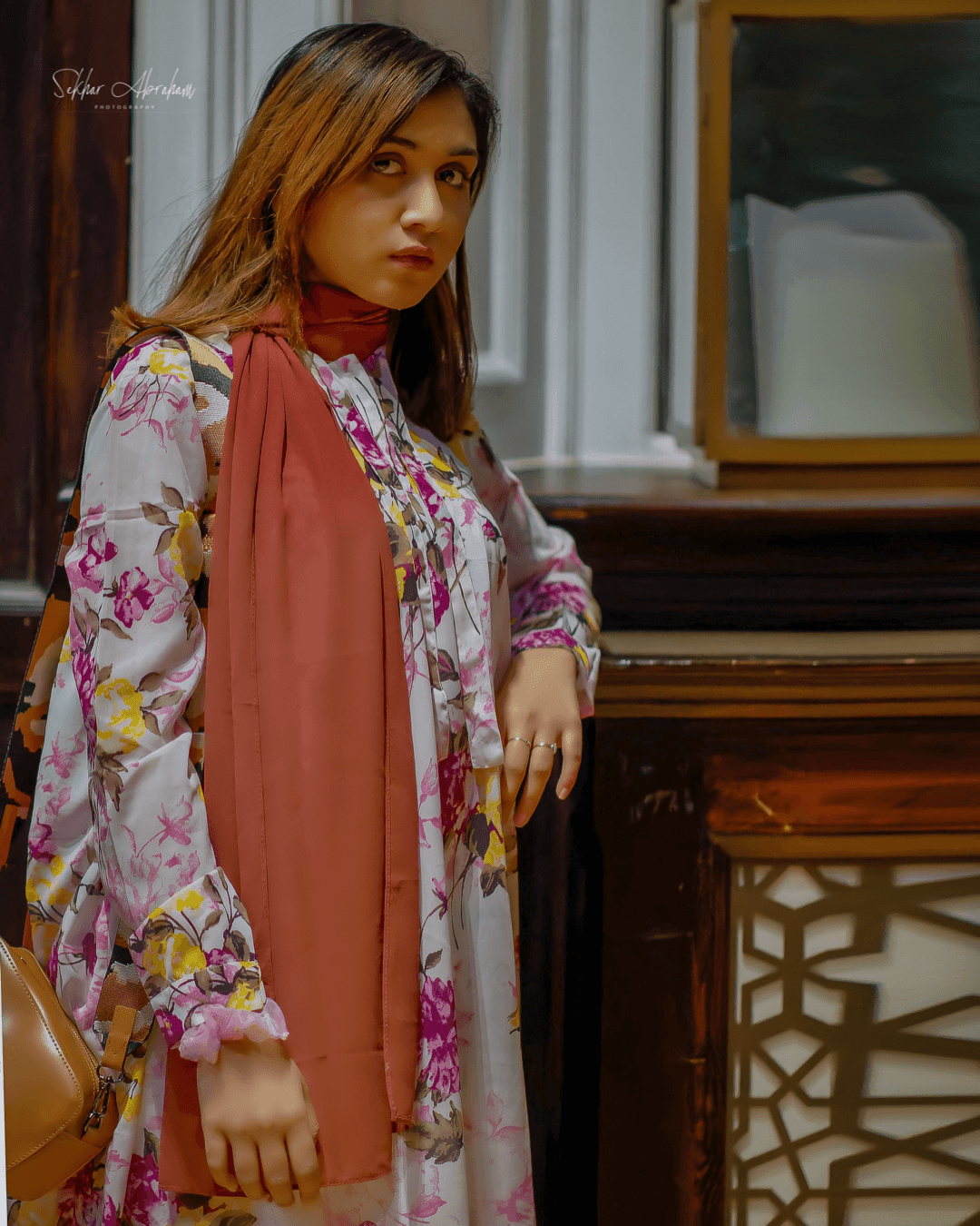 White Floral Print Knee Length Dress (GBF8004B) - G O O S E B E R Y®