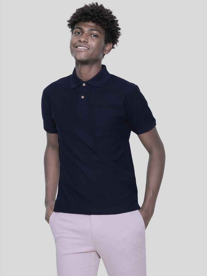 Pima Cotton Navy Blue Polo T-Shirt for Men (GBN22) - GOOSEBERY