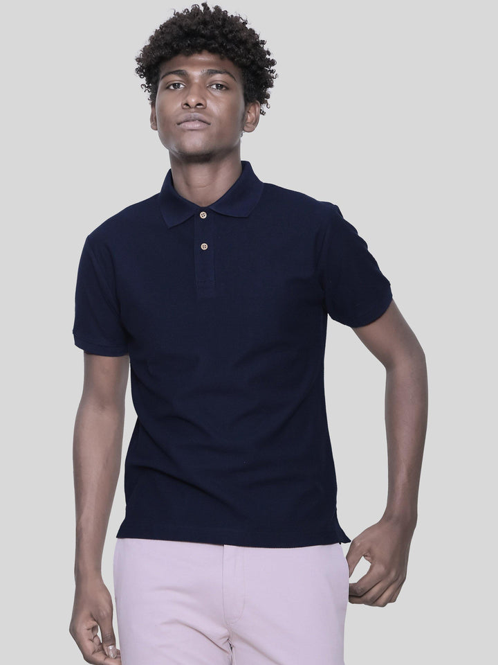 Pima Cotton Navy Blue Polo T-Shirt for Men (GBN22) - GOOSEBERY