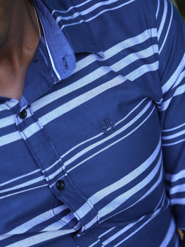 Navy Blue and White Stripe Shirt (GBM9014) - G O O S E B E R Y®