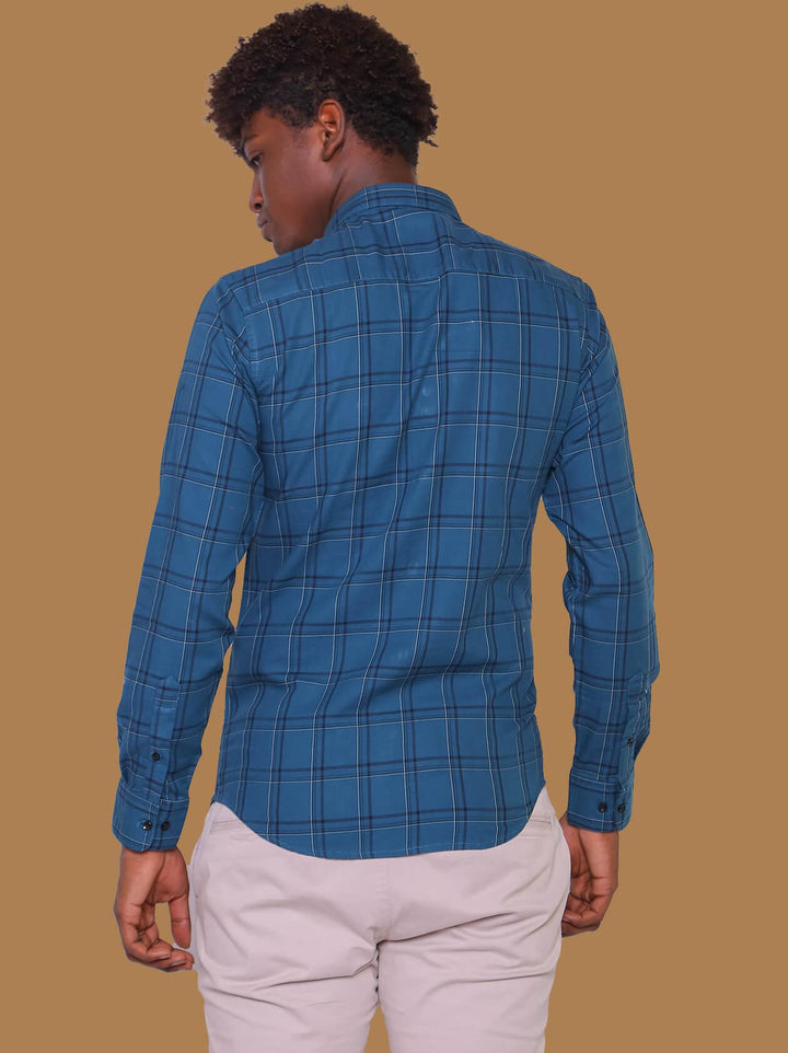 Teal Blue Checked Shirt (GBM9003) - G O O S E B E R Y®