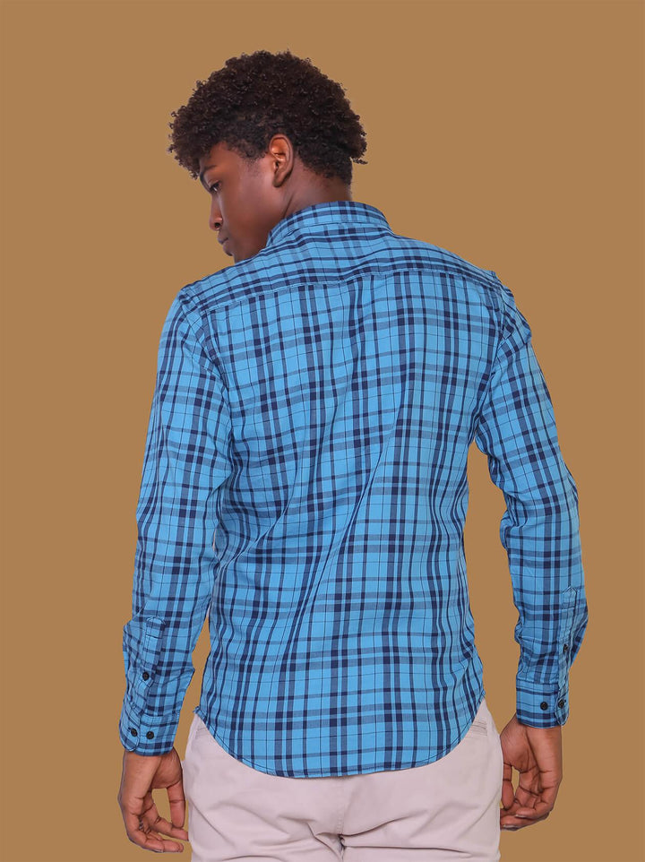 Blue Checks Shirt for Men (GBM9002) - G O O S E B E R Y®