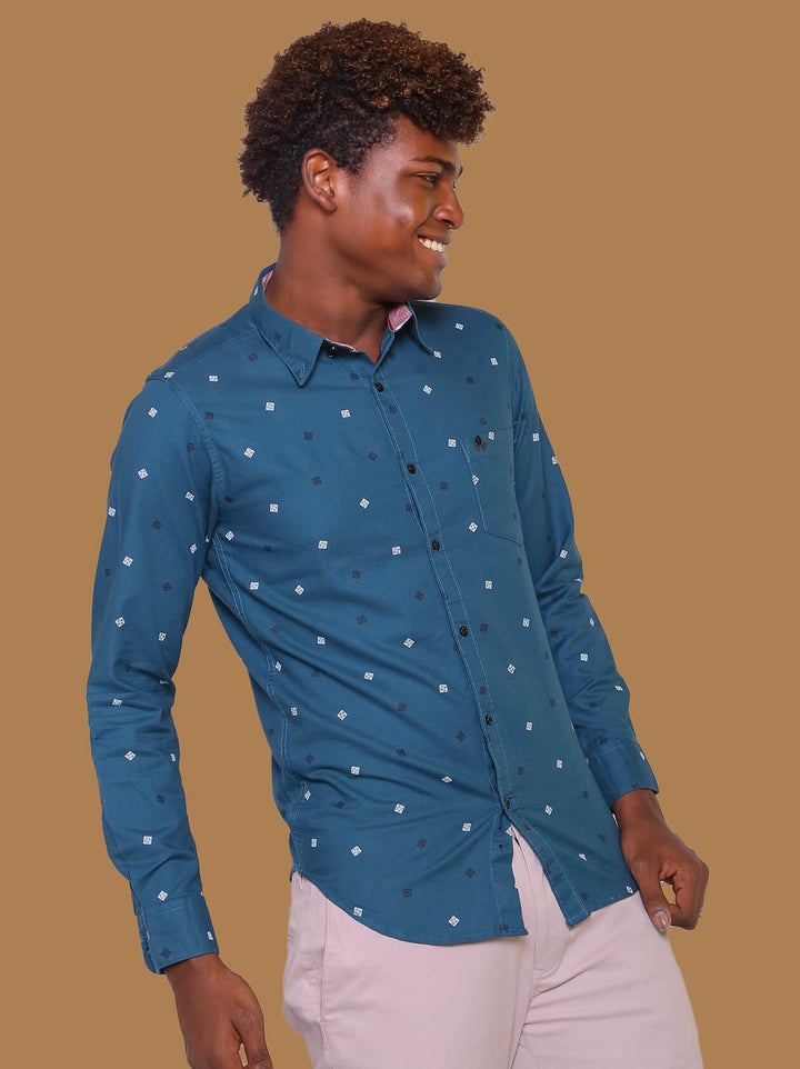 Teal Blue shirt Cubist (GBM9016) - G O O S E B E R Y®