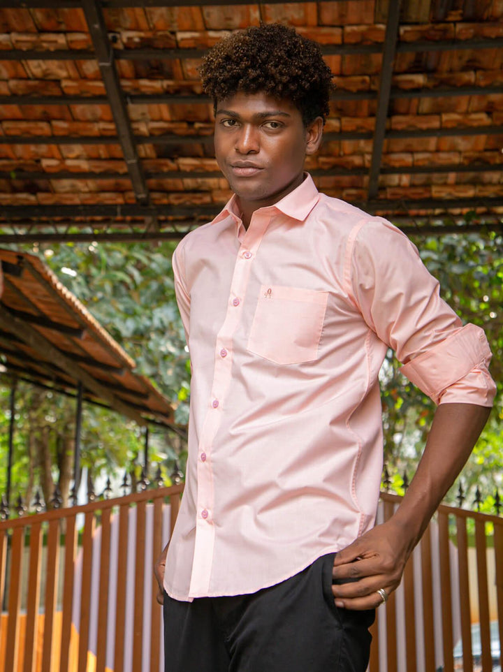 Pink Formal Shirt for Men (GBMFRML9005F) - G O O S E B E R Y®