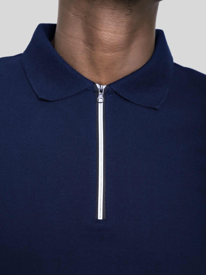 Navy Blue Pima Polo T-Shirt - GOOSEBERY
