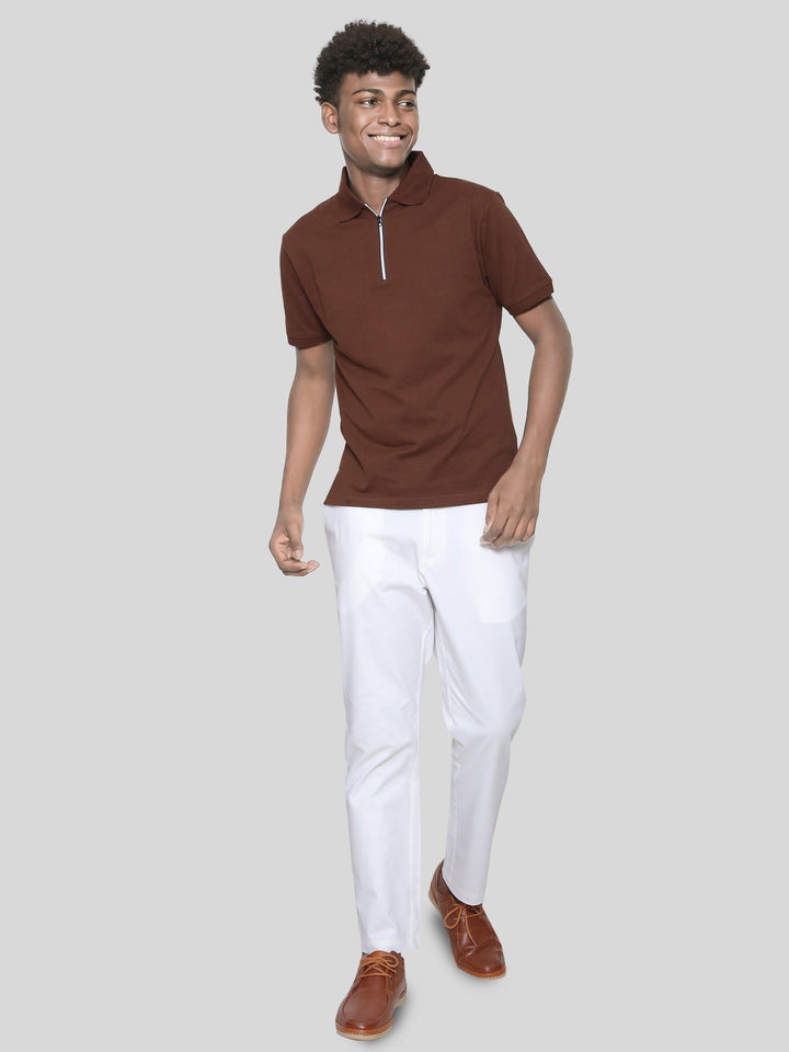 Coffe Brown Pima Polo T-Shirt - GOOSEBERY