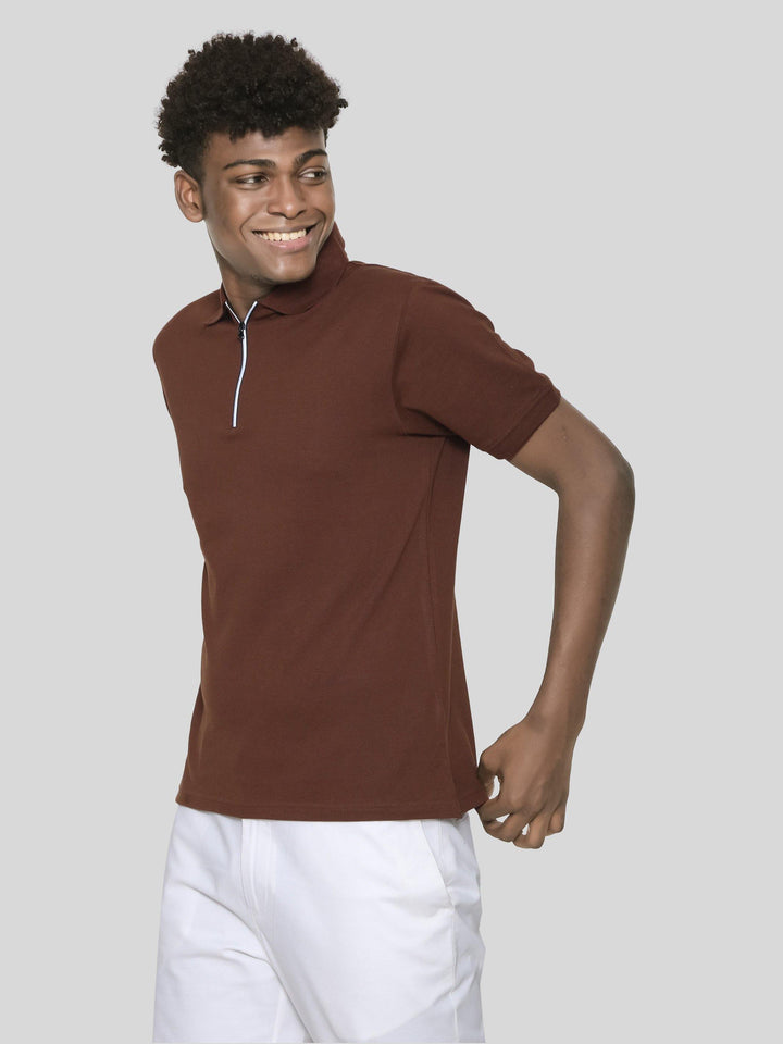 Coffe Brown Pima Polo T-Shirt - GOOSEBERY