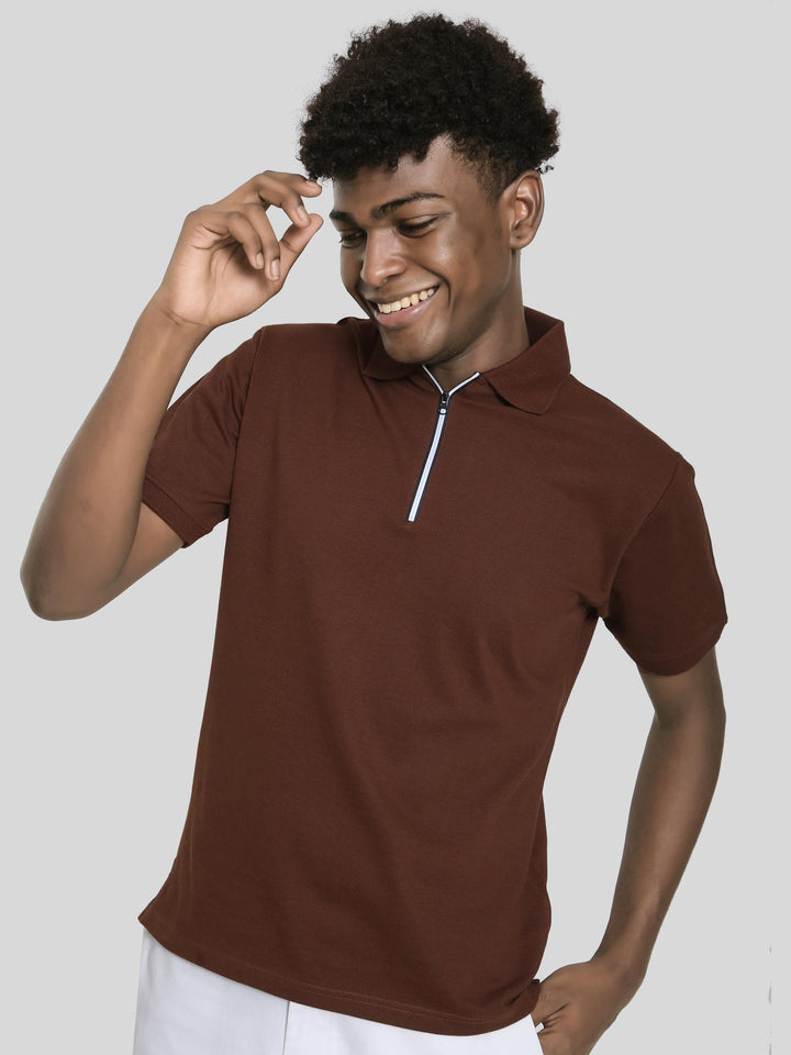 Coffe Brown Pima Polo T-Shirt - GOOSEBERY