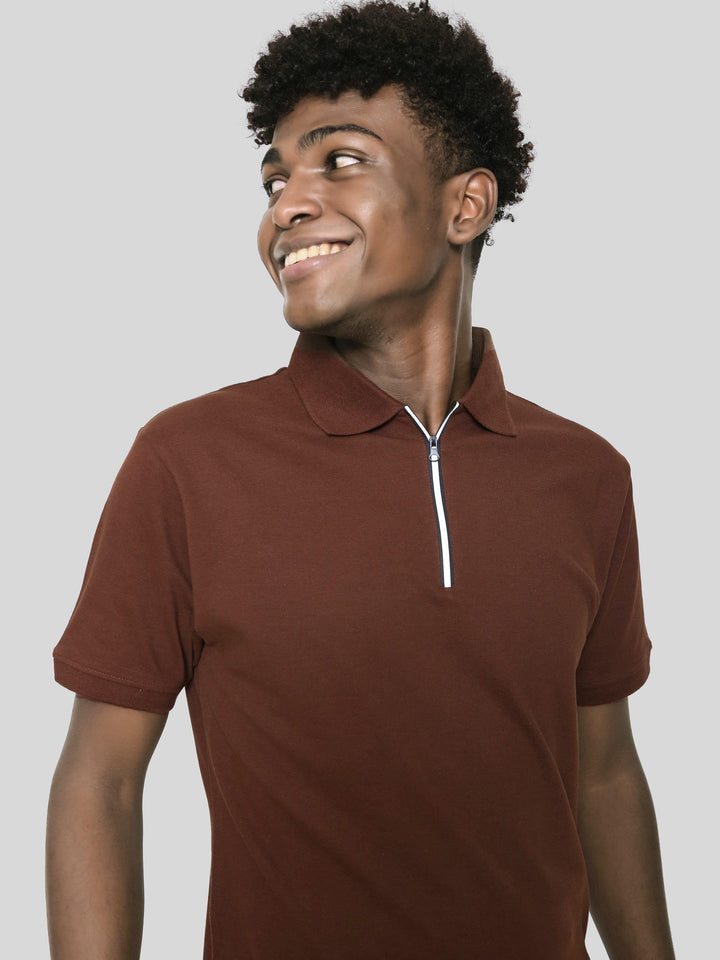 Coffe Brown Pima Polo T-Shirt - GOOSEBERY