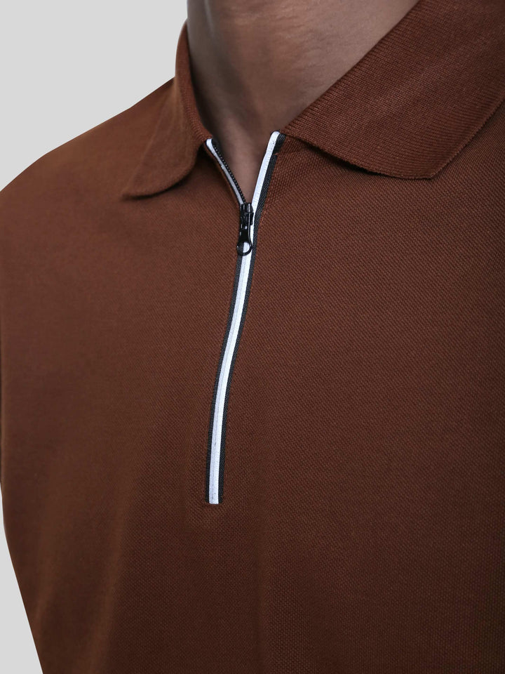 Coffe Brown Pima Polo T-Shirt - GOOSEBERY