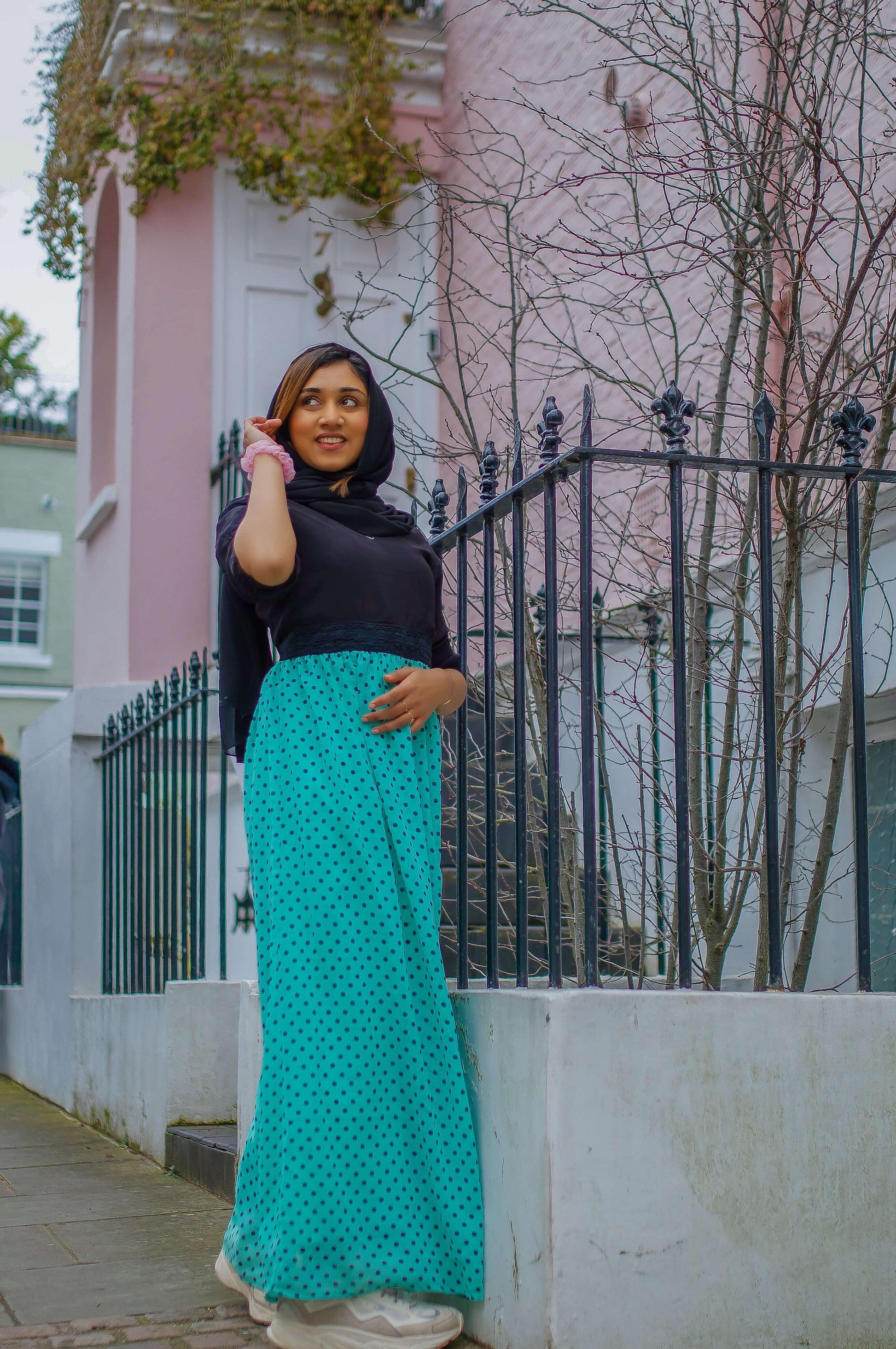 Black and Green Floral Print Maxi Dress (GBF8002A) - G O O S E B E R Y®