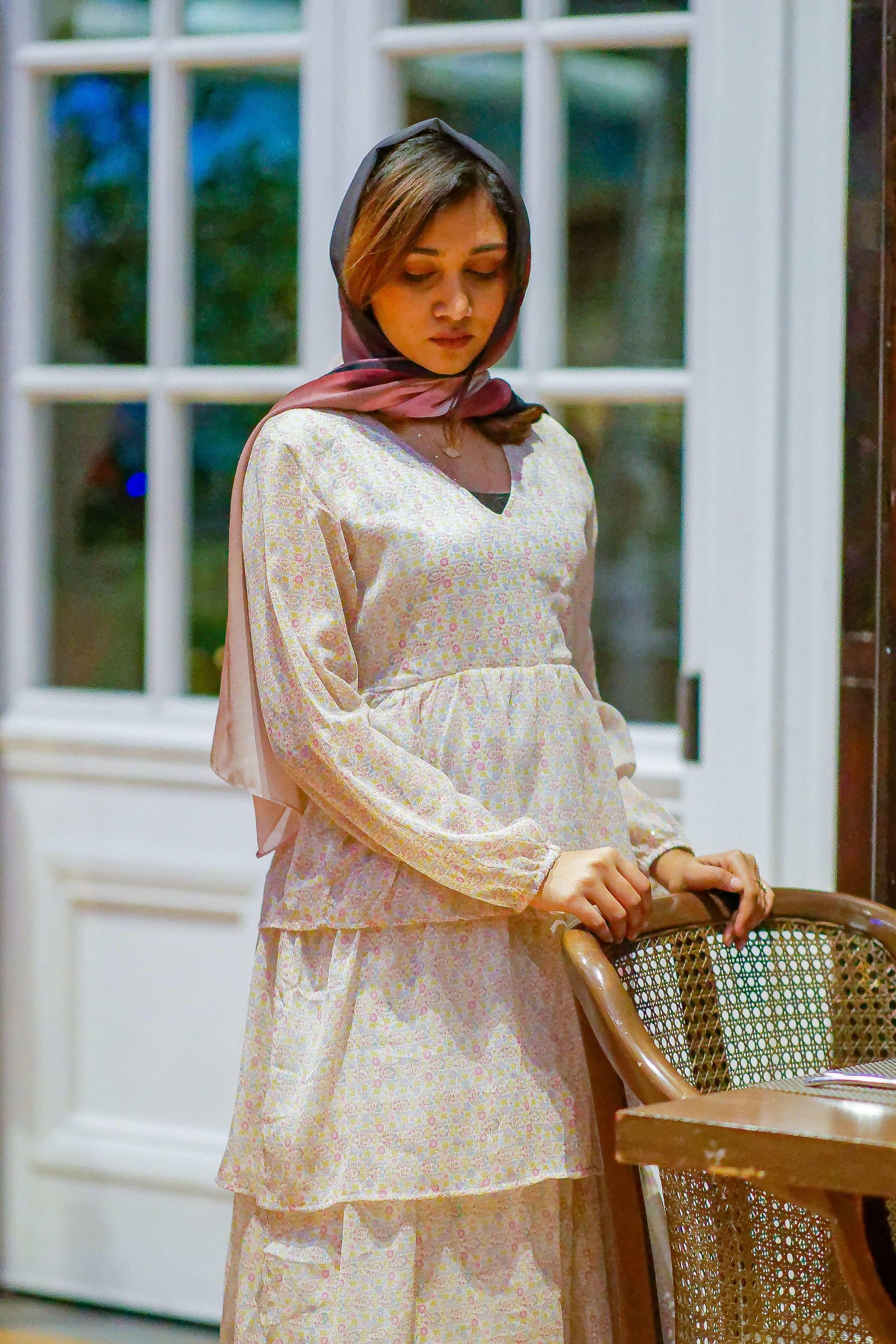 Beige Mixed Printed Maxi Dress (GBF8005B) - G O O S E B E R Y®