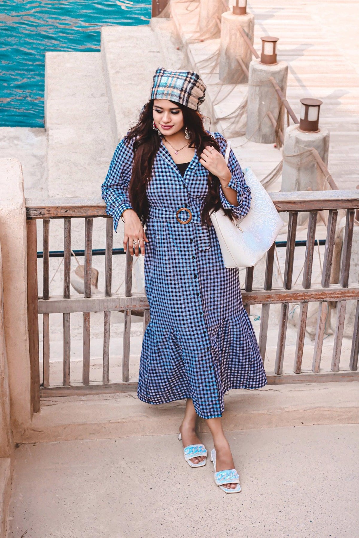 Black and White Check Maxi Dress (GBF8003A) - G O O S E B E R Y®