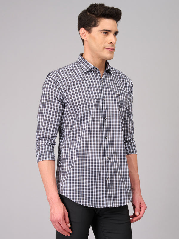 Men Grey Checks Shirts (GBMKLS2907)