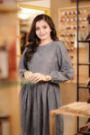 Solid Denim Effect Blue Knee Length Blue Dress (GBF7010) - G O O S E B E R Y®