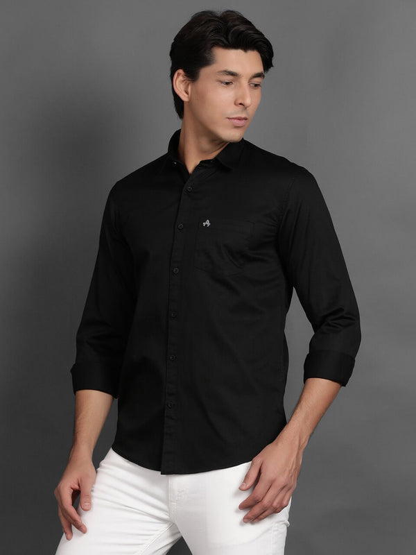 Black Solid Mens Formal Shirt (GBHM3027)