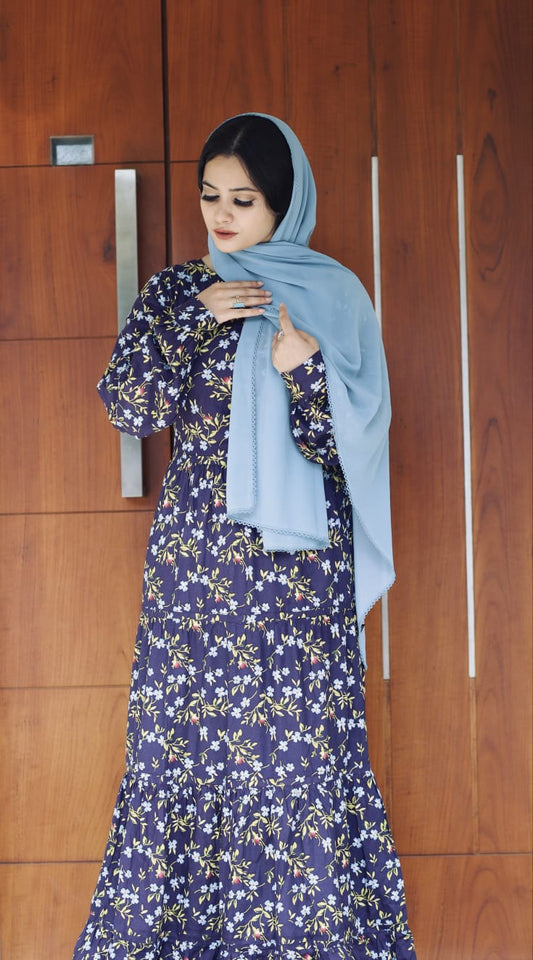 Blue Printed Tiered Maxi Dress (GBP2059)
