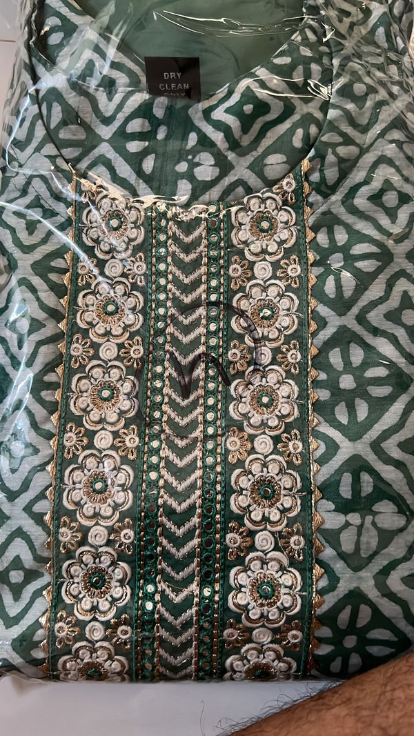 Green and White Printed Ethnic Salwar (GBTWSH1004)