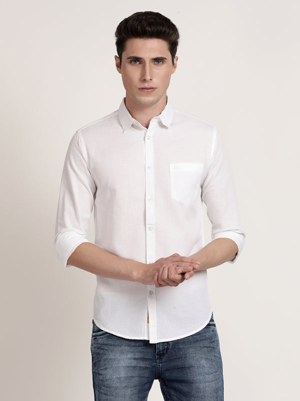 Men White Solid Formal Shirt (GBHM5024)