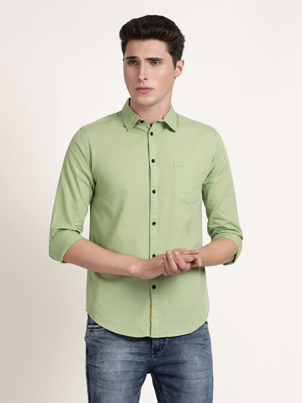 Men Pista Green Solid Formal Shirt (GBRJ6024)