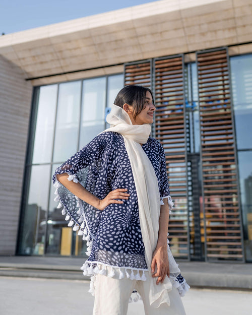 Polka dot Kaftan Top with lace detailing (GBF7011) - GOOSEBERY