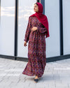 Red Floral Print maxi dress (GBF7002) - GOOSEBERY