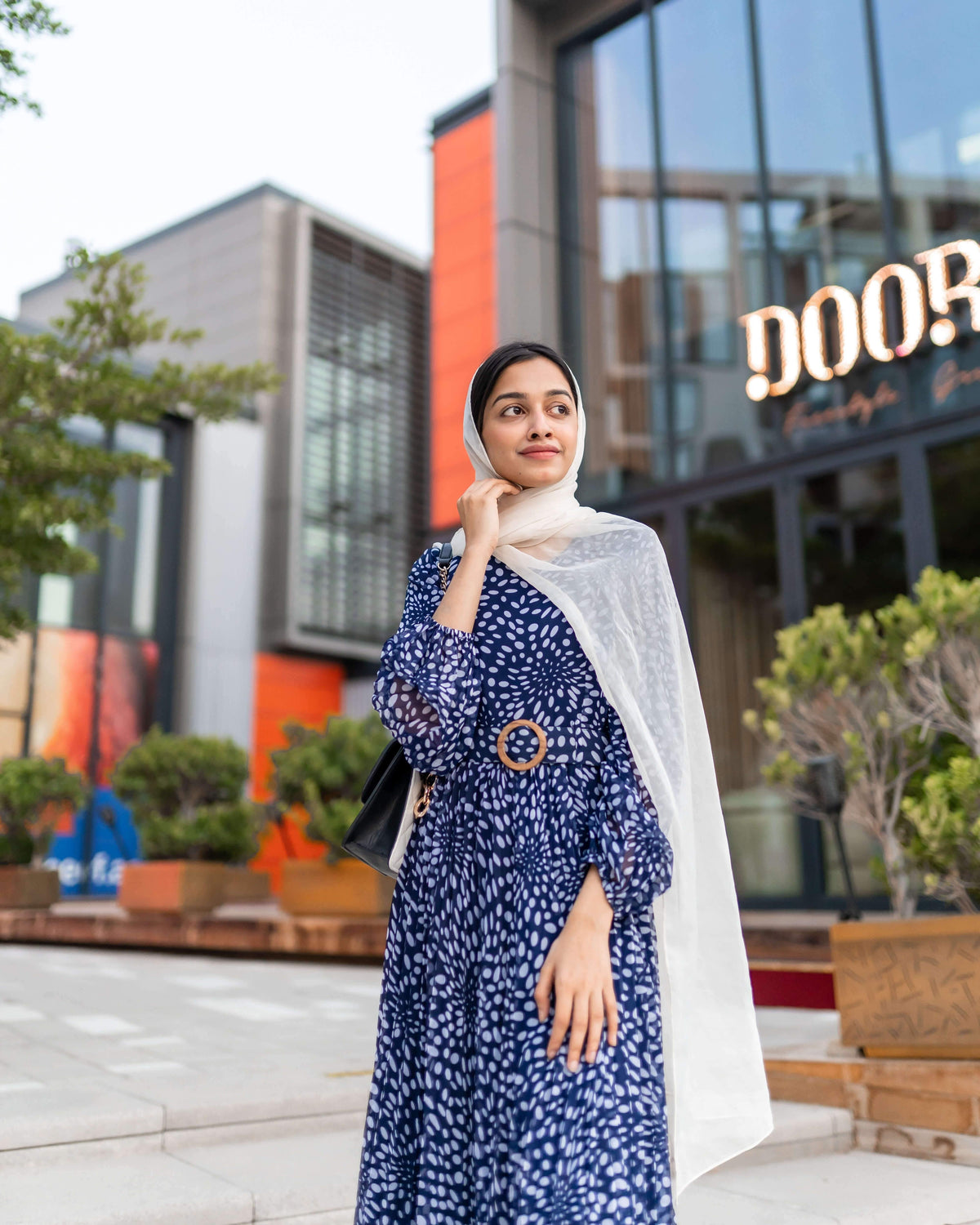 Blue Polka printed Pleated maxi dress (GBF7001) - GOOSEBERY